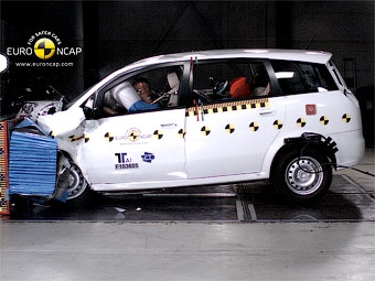 Фронтальный краш-тест Landwind CV9. Фото Euro NCAP