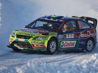 Микко Хирвонен (BP Ford Abu Dhabi, Ford Focus RS WRC) во время Ралли Норвегии, 2009. Фото с сайта rally-mania.cz