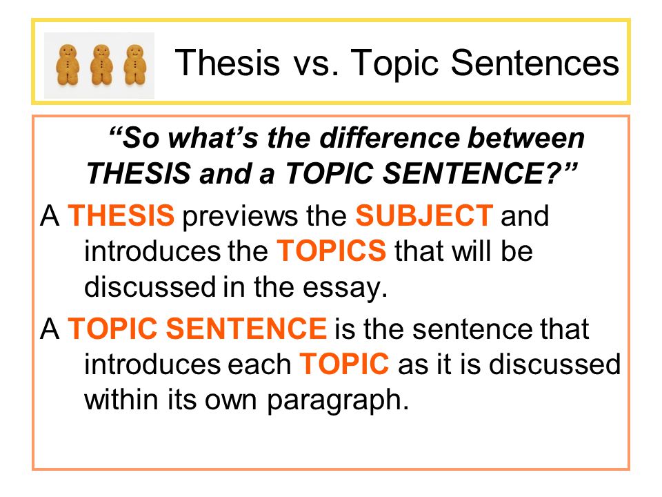 difference between thesis vs topic sentence