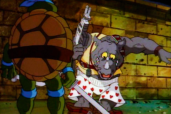 Кадр из легендар­ного мультсериала о черепашках, которые «панцирь носят, как рубашки»
