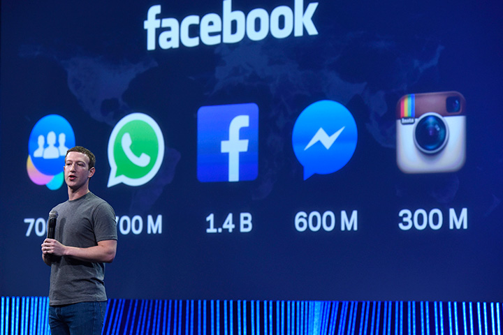 Фейсбук давно уже больше, чем фейсбук. Главные сервисы компании и их аудитория (слева направо): Groups, WhatsApp, собственно Facebook (лента новостей и таймлайн), Messenger, Instagram