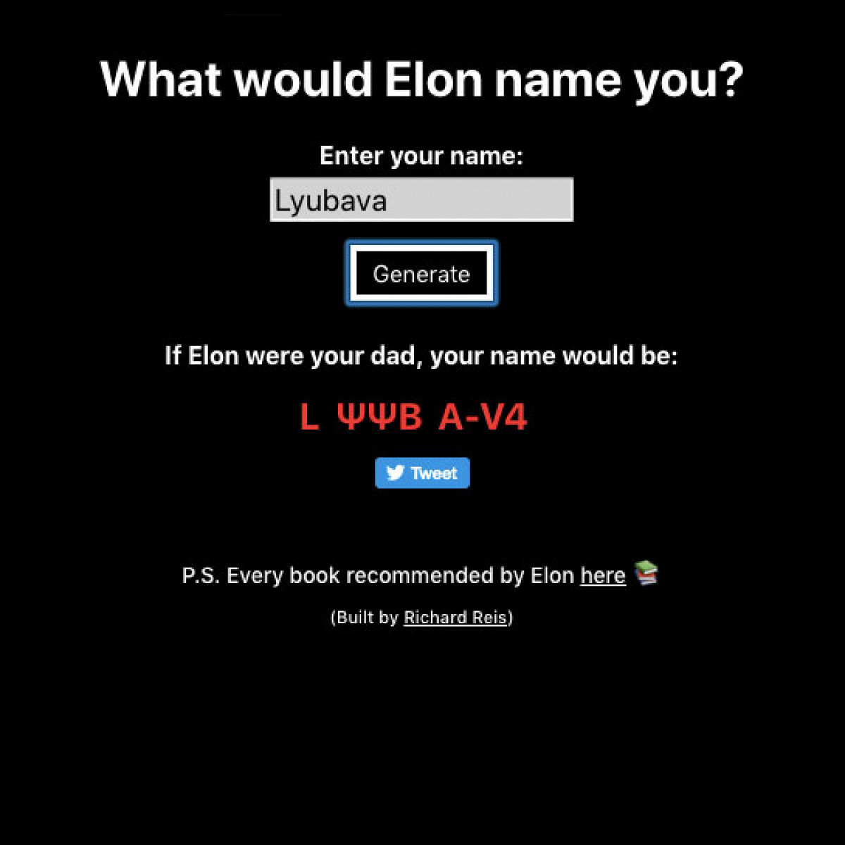 Как бы вас звали, если бы вашим отцом был Илон Маск? Проверьте на этом сайте