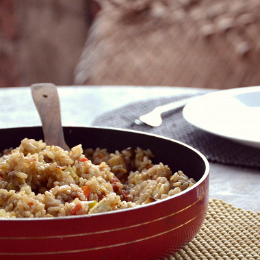 Рецепт Красный рис бирьяни с паниром и овощами