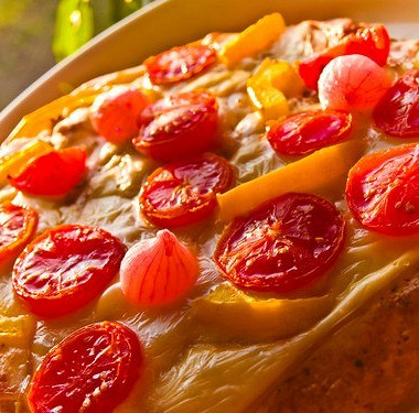 Рецепт Пирог с помидорами, творожным сыром и базиликом