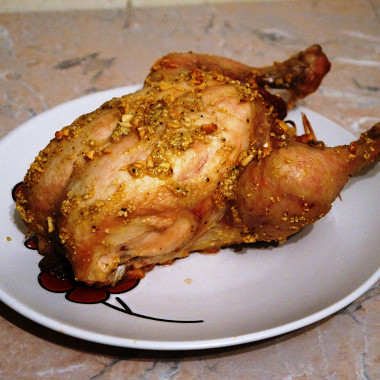 Рецепт Курица с яблоками под чесночно-ореховым соусом
