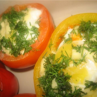 Рецепт Завтрак из яиц, овощей и салями