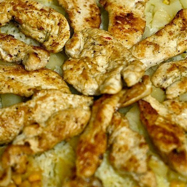 Рецепт Курица по‑луизиански с рисом и ананасом