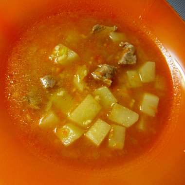 Рецепт Суп с варено-копченой свиной грудкой и пшеном