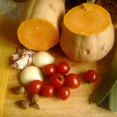 Рецепт Паста капеллини с тыквой и помидорами черри