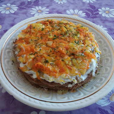 Рецепт Печеночный торт с морковью