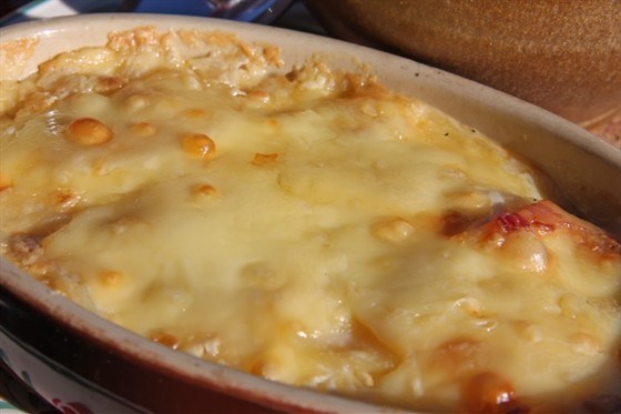Запеканка с баклажанами, сыром и грибами