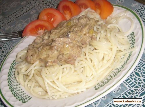 Печень куриная в сливочном соусе