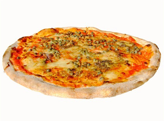 Пицца с анчоусами, омарами и зеленым горошком