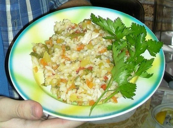 Ризотто с курицей, кабачками и болгарским перцем