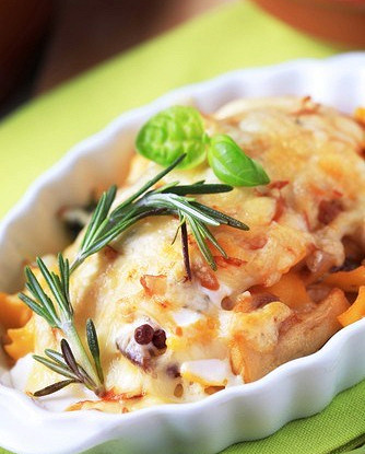 Сливочный гратен с курицей и тыквой