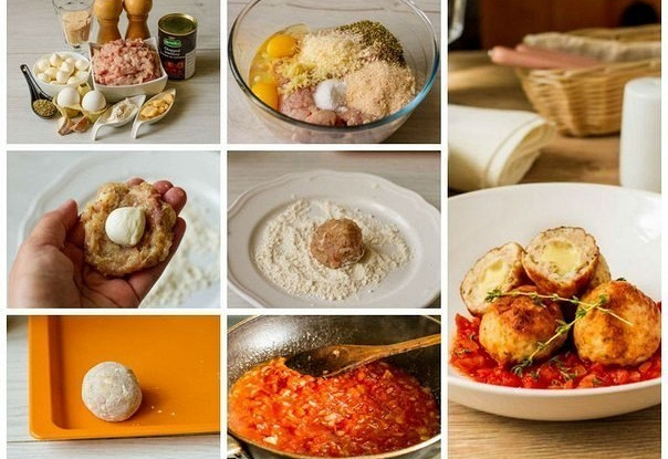 Куриные фрикадельки с моцареллой